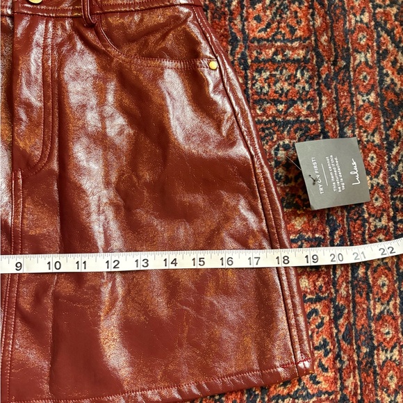 Lulu's Wine Faux Leather A-Line Mini Skirt - Picture 6 of 7